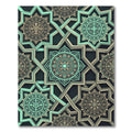 Geometric Mint and Gold Mandala Interlace Rug