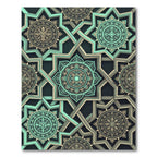 Geometric Mint and Gold Mandala Interlace Rug