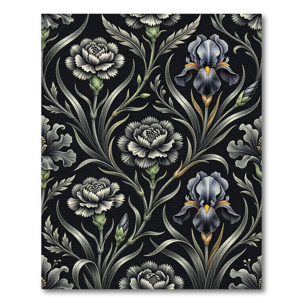 Monochromatic Floral Art Nouveau Botanical Rug
