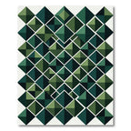 Modern Emerald Green Geometric Diamond Rug