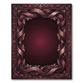 Ornate Burgundy Ribbon Scroll Border Rug