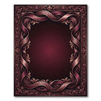 Ornate Burgundy Ribbon Scroll Border Rug