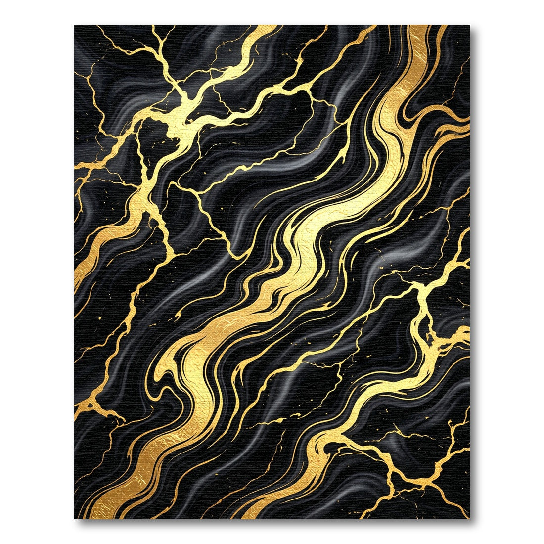 Black Gold Marble Vein Swirl Rug