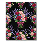 Romantic Crimson Rose and Lavender Bouquet Rug