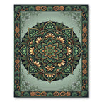 Sage Botanical Floral Medallion Garden Rug