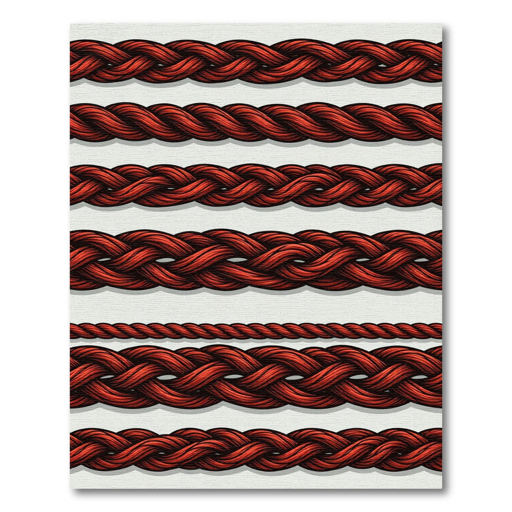 Crimson Braided Rope Lines Rug