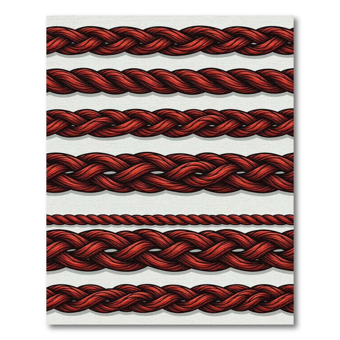 Crimson Braided Rope Lines Rug
