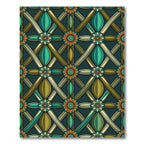 Ornate Teal and Olive Geometric Bloom Rug