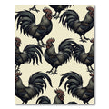 Gothic Charcoal Rooster Folk Art Rug