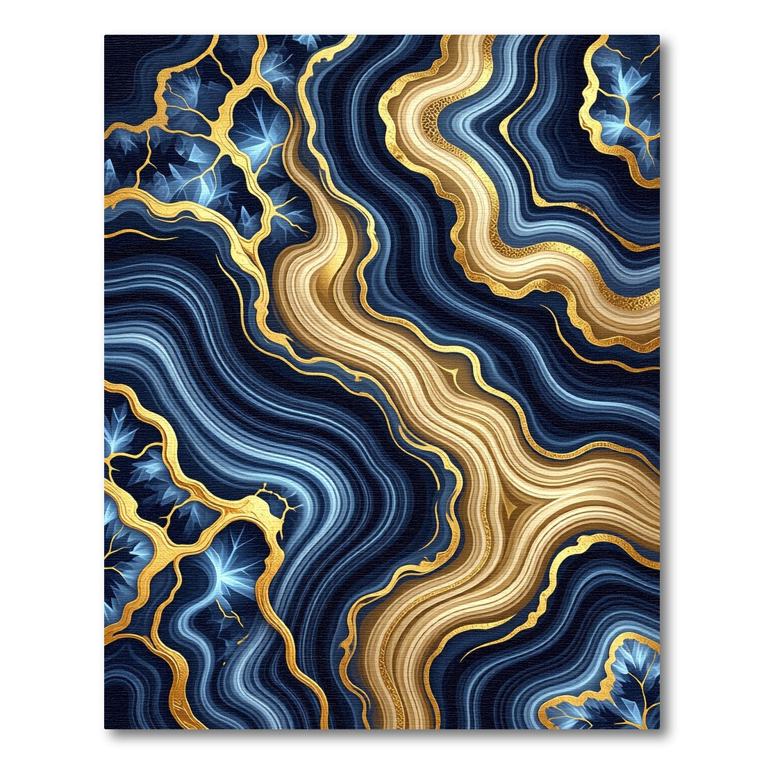 Luxury Navy Blue and Gold Agate Rug
