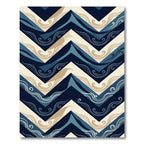 Navy Blue Chevron Swirl Wave Zigzag Rug
