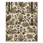 Whimsical Woodland Mouse and Acorn Illustration Rug