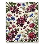 Vibrant Berry Floral Multi-Bloom Tableau Rug