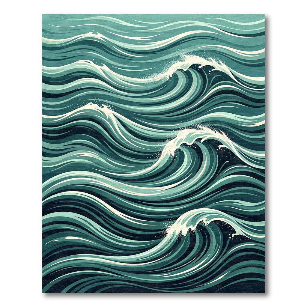 Deep Teal Rolling Ocean Wave Rug