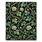 Gothic White Rose Thorny Vine Rug