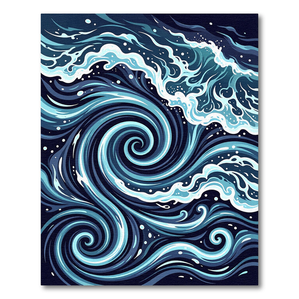 Deep Blue Swirling Ocean Wave Rug