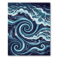 Deep Blue Swirling Ocean Wave Rug
