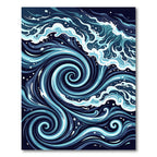 Deep Blue Swirling Ocean Wave Rug