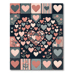 Retro Hearts Floral Tile Composition Rug