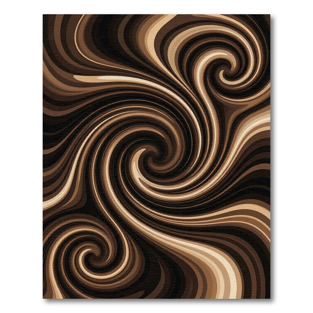 Earthy Brown Cream Abstract Liquid Swirl Rug