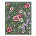 Vintage Botanical Rose and Daisy Garden Rug