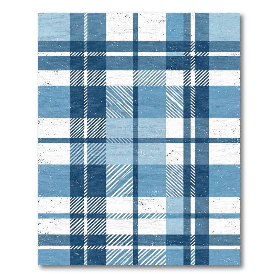 Distressed Blue and White Plaid Tartan Rug