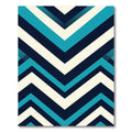 Modern Teal Navy Chevron Stripe Rug