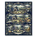 Vintage Farm Scene Barn Cows Countryside Rug