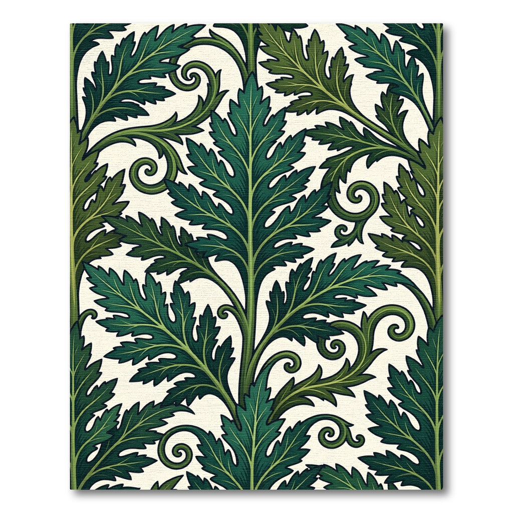 Lush Emerald Acanthus Leaf Scrollwork Rug