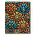 Jewel Tone Geometric Hexagon Medallion Rug