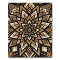 Intricate Golden Starburst Geometric Rug