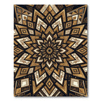 Intricate Golden Starburst Geometric Rug
