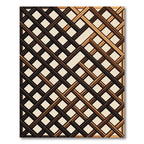 Modern Walnut Brown Geometric Lattice Rug
