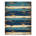 Distressed Coastal Blue Cream Striped Plank Rug