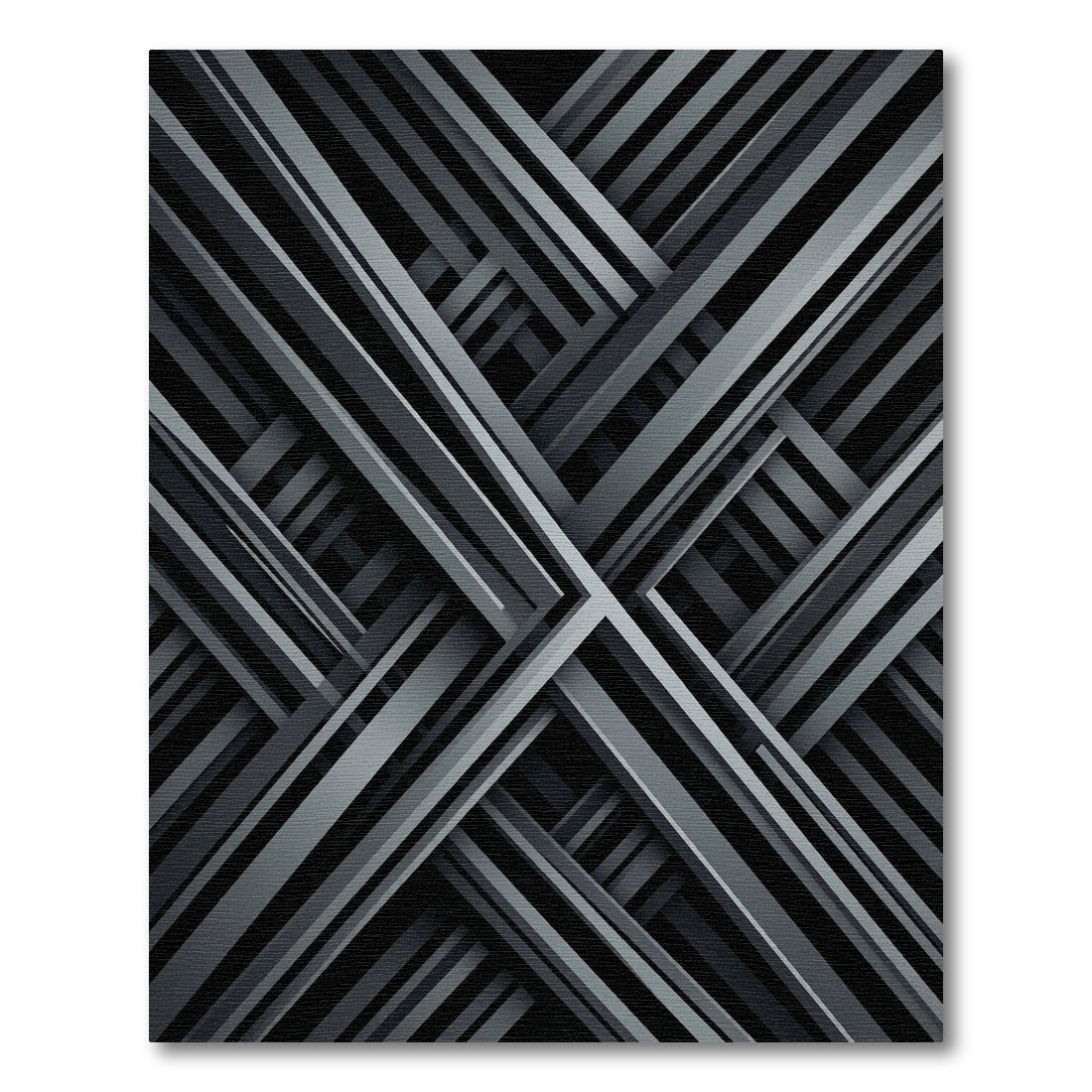 Monochromatic Geometric Intersecting Linear Art Rug