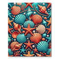 Vibrant Coastal Seashell Starfish Ocean Decor Rug