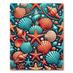 Vibrant Coastal Seashell Starfish Ocean Decor Rug