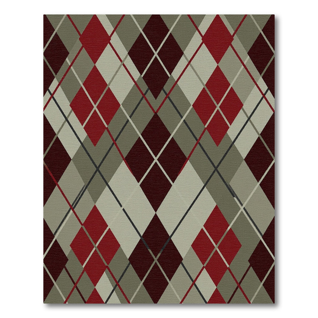 Crimson Cream Gray Diamond Lattice Rug