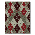 Crimson Cream Gray Diamond Lattice Rug