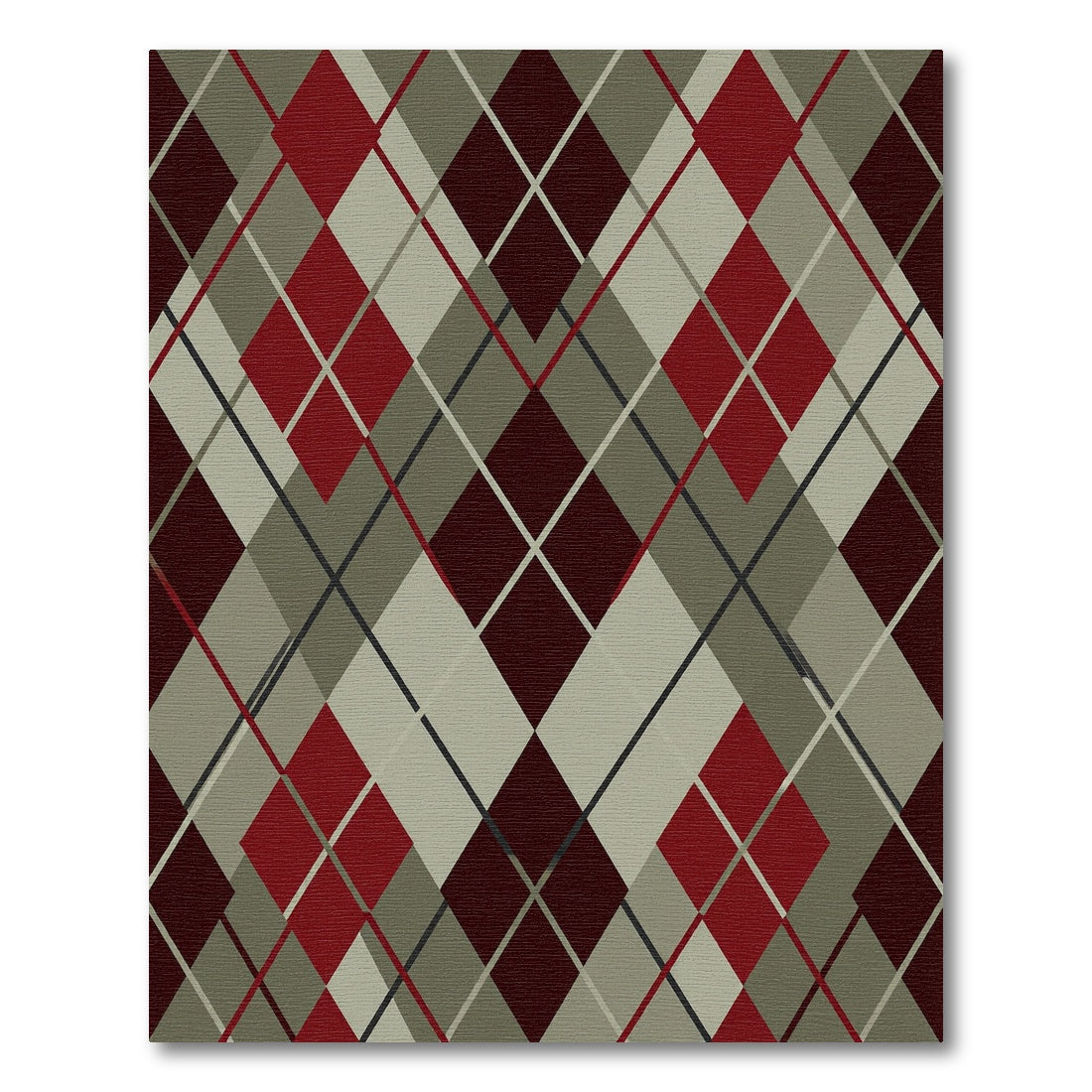 Crimson Cream Gray Diamond Lattice Rug