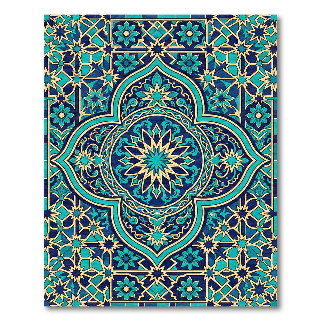 Deep Teal Gold Central Star Medallion Rug