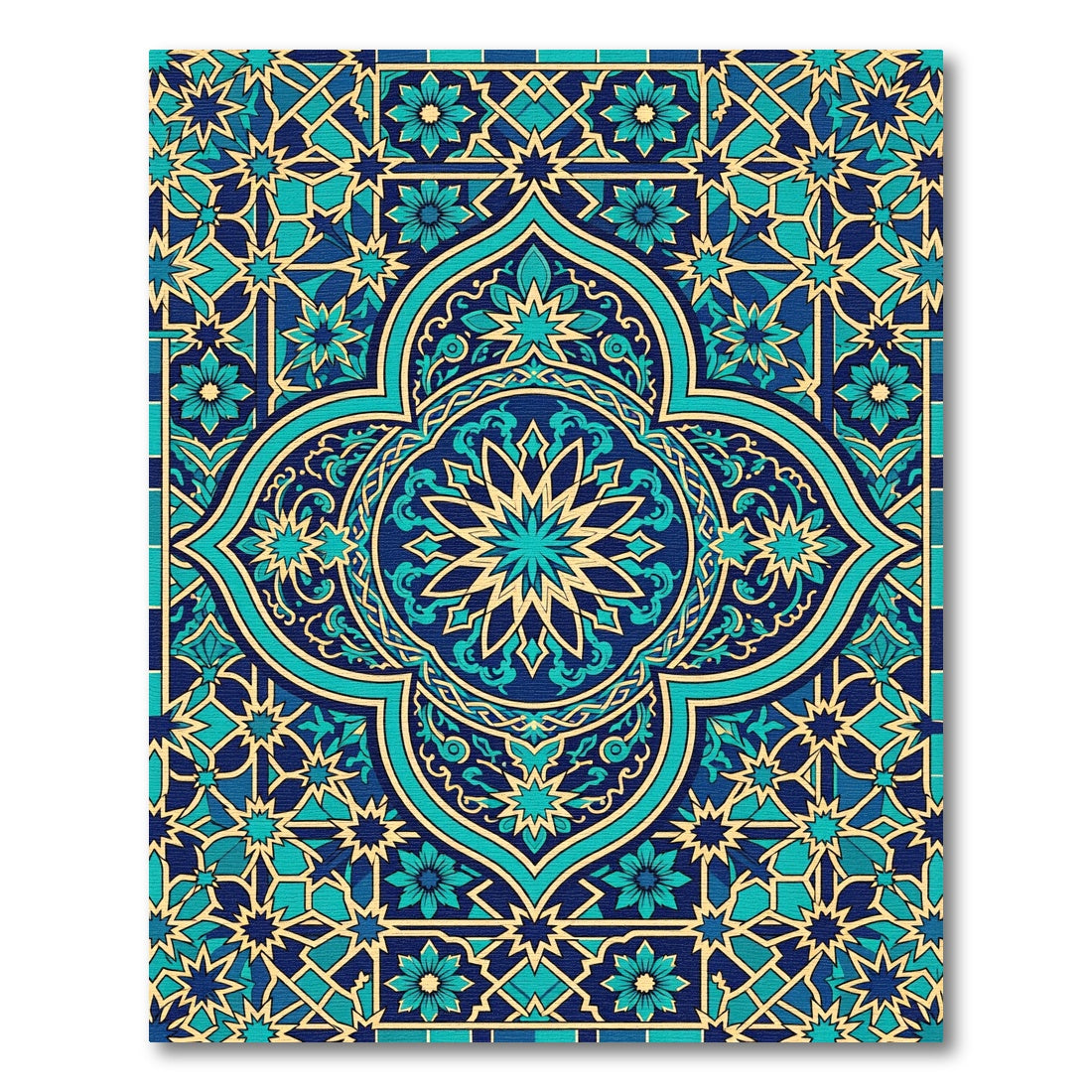 Deep Teal Gold Central Star Medallion Rug