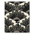 Elegant Black Peacock Feather Fan Rug