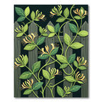 Golden Honeysuckle Vines on Dark Green Rug