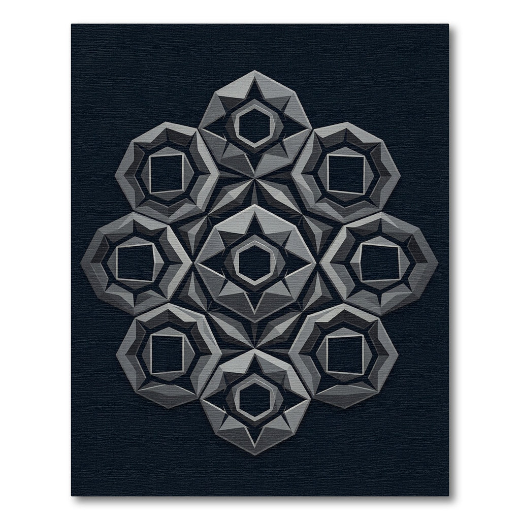 Monochromatic Geometric Medallion Arrangement Rug
