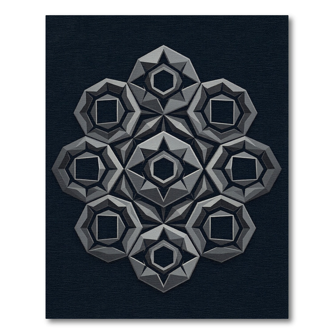 Monochromatic Geometric Medallion Arrangement Rug