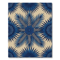 Deep Blue Tropical Palm Medallion Rug
