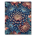 Vibrant Blue and Coral Chrysanthemum Garden Rug