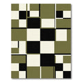 Modern Olive Matte Black Geometric Grid Rug