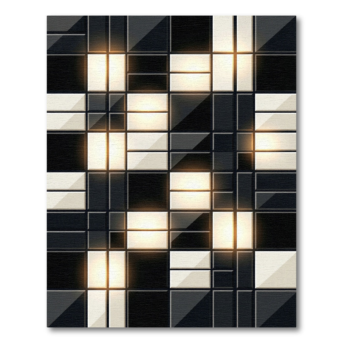 Modern Monochromatic Grid Glowing Square Rug